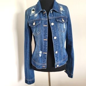 Like New Condition. Wax Jean Distressed Denim Jacket. Size M